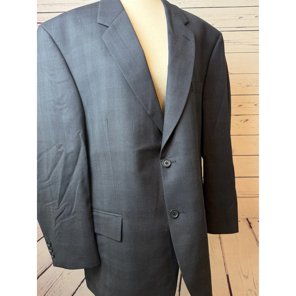 Chaps Ralph Lauren Blazer 46R Glen Plaid Wool Sport Coat Mens 46 Regular Navy